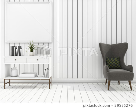 white wall living room with clean furniture 29555276