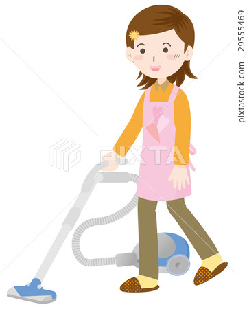A woman cleaning a vacuum cleaner - Stock Illustration [29555469] - PIXTA