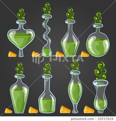 Set bottles of potion with magic smoke Set bottles of potion with magic smoke 29557028