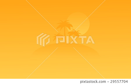 Silhouette of beach and palm on orange backgrounds Silhouette of beach and palm on orange backgrounds 29557704
