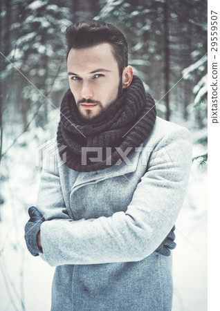 Fashionable handsome man in winter coat 29559507