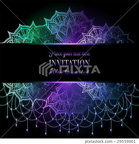 Wedding invitation card, mandala with beads 29559801