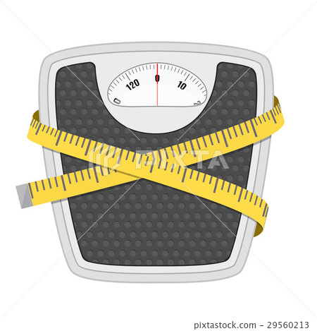 Bathroom floor weight scale and measuring tape. Bathroom floor weight scale and measuring tape. 29560213