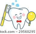 Cartoon Tooth With Toothpaste And Mirror 29560295