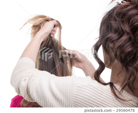 Working hairstylist from back Working hairstylist from back 29560478