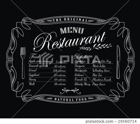 Restaurant menu blackboard vintage frame antique 29560714