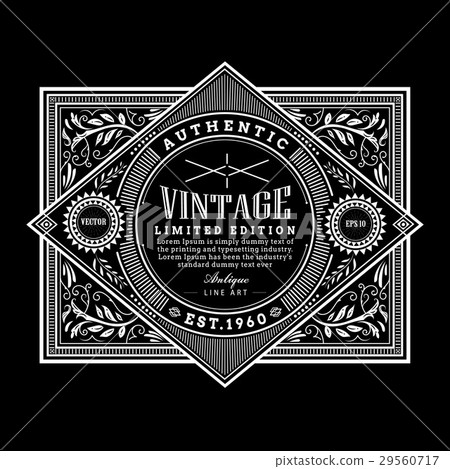 Vintage frame western label antique hand drawn 29560717