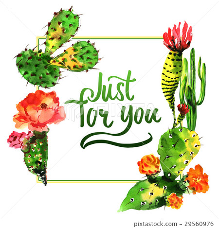 Tropical cactus tree frame in a watercolor style Tropical cactus tree frame in a watercolor style 29560976