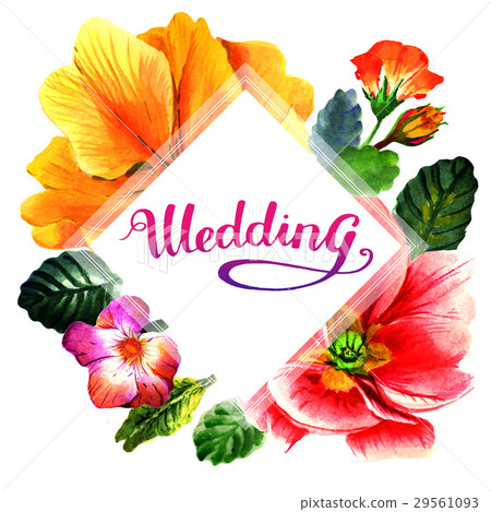 Wildflower Primrose flower frame in a watercolor 29561093