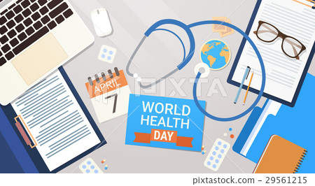 Medical Doctor Workplace Top View World Health Day Medical Doctor Workplace Top View World Health Day 29561215