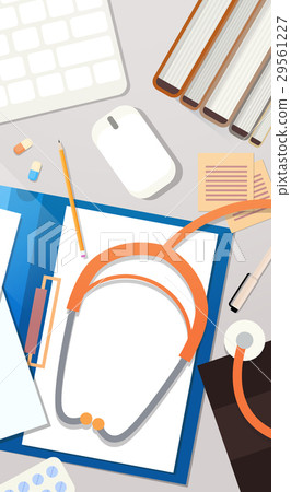 Medical Doctor Workplace Top View Hospital Worker Medical Doctor Workplace Top View Hospital Worker 29561227