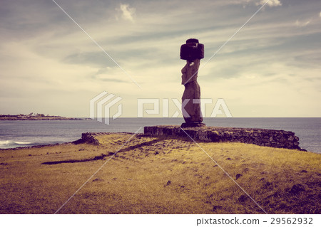 Moais statues, ahu ko te riku, easter island 29562932