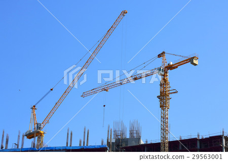 machinery crane working in construction site machinery crane working in construction site 29563001