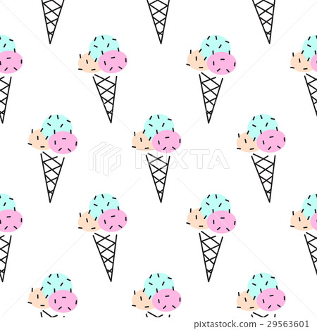 Ice cream cone vector seamless pattern. Pop art Ice cream cone vector seamless pattern. Pop art 29563601