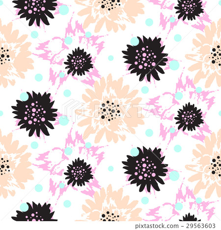 Bold brush strokes floral seamless pattern. Bold brush strokes floral seamless pattern. 29563603