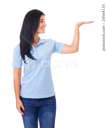Woman showing empty copyspace 29564135