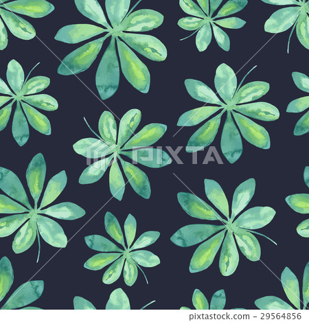 Watercolor tropical pattern with leaves. 29564856