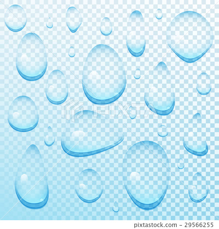 Set of blue transparent water drops vector Set of blue transparent water drops vector 29566255