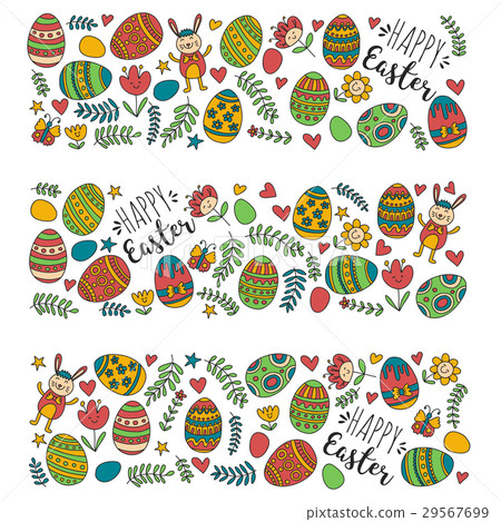 Vector pattern for Easter Eggs, flowers, bunny - Stock Illustration ...