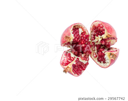 Ripe pomegranate fruit on a white background 29567742