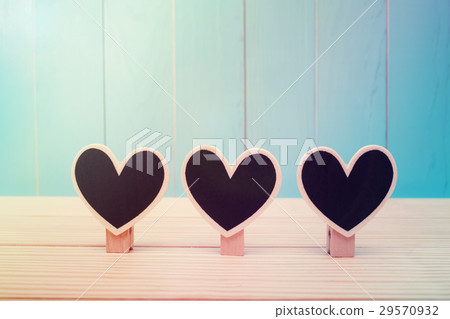 Black wooden heart shaped clothespins 29570932