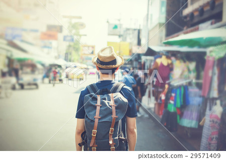 Young Asian traveling backpacker in Khaosan Road 29571409