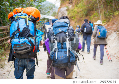 Hiking to Himalaya mountain in Nepal , trekking  29572014