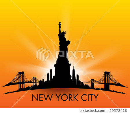 New York City skyline Statue of liberty Vector 29572418