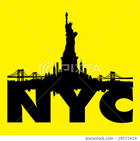 New York City skyline Statue of liberty Vector 29572419