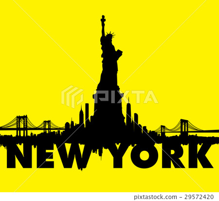 New York City skyline Statue of liberty Vector 29572420