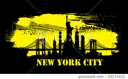 Yellow New York City skyline Vector 29572422