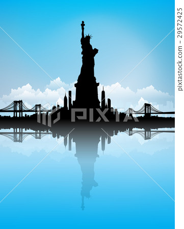 Blue Sky New York City skyline Vector 29572425