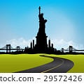 Green New York City skyline Vector 29572426