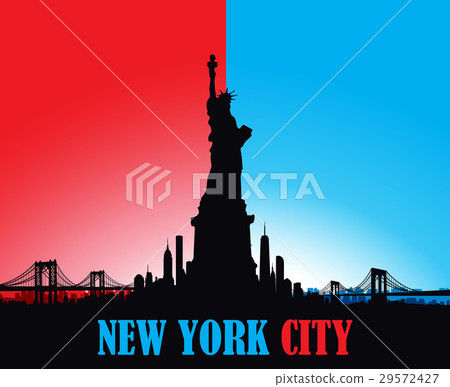 New York City skyline Statue of liberty Vector - Stock Illustration ...