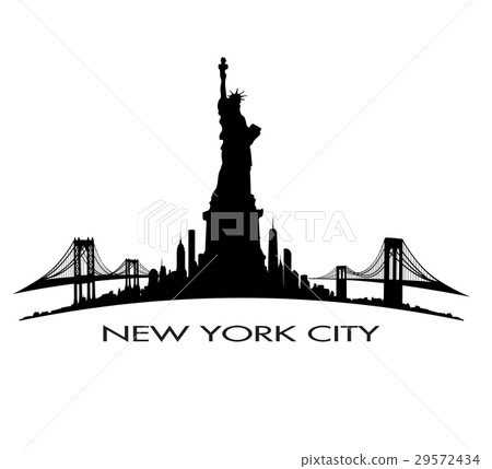 New York City skyline Statue of Liberty vector 29572434