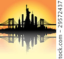 Sunset New York City skyline Vector 29572437