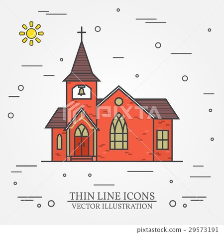 Vector thin line icon church. 29573191