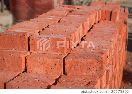 red brick for build in construction site red brick for build in construction site 29575892