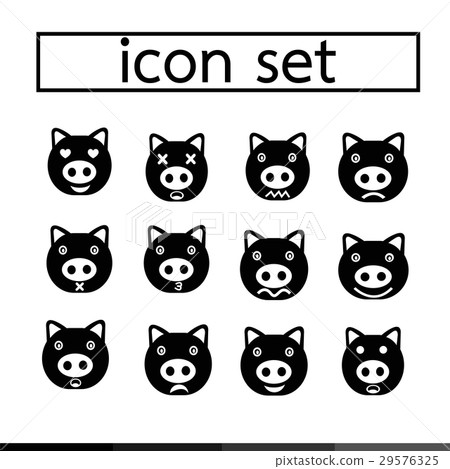 pig emotion icon set illustration design 29576325