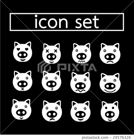 pig emotion icon set illustration design pig emotion icon set illustration design 29576326