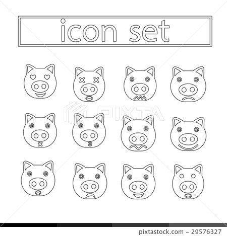 pig emotion icon set illustration design 29576327