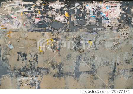 Old painted background wall with pieces of paper Old painted background wall with pieces of paper 29577325