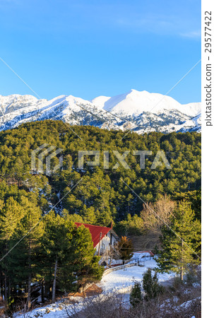 mount Taygetos covered by snow mount Taygetos covered by snow 29577422
