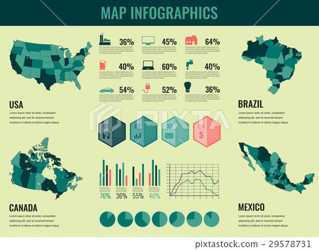 Infographics Elements set with collection Maps of Infographics Elements set with collection Maps of 29578731