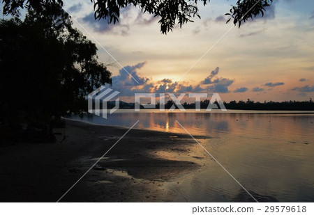 Evening view of the Munkabong River in East Malaysia 29579618
