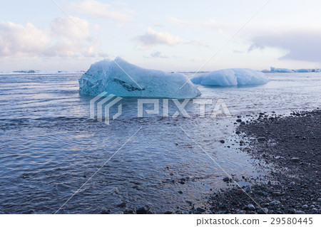 Black sand beach and Ice breaking 29580445