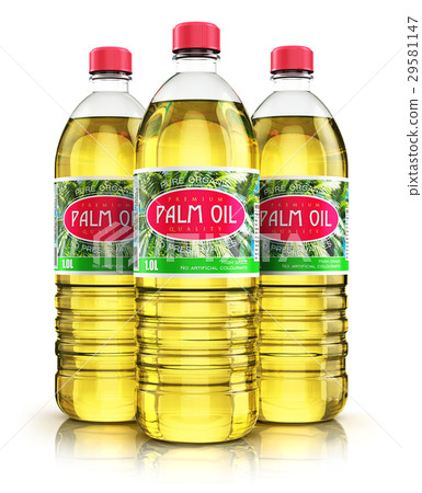 Group of plastic bottles with palm oil 29581147