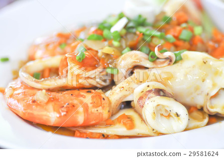 stired fried shrimp and stired fried squid stired fried shrimp and stired fried squid 29581624