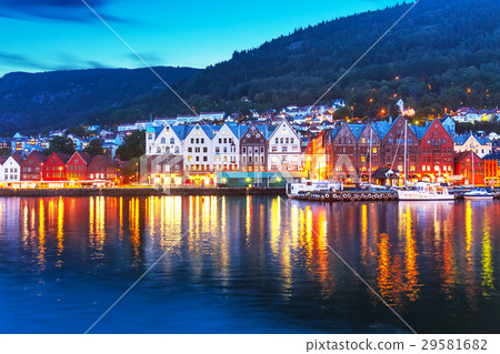 Evening panorama of Bergen, Norway 29581682