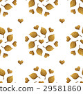 Leaves pattern and hearts ornament. Gold painting. 29581860